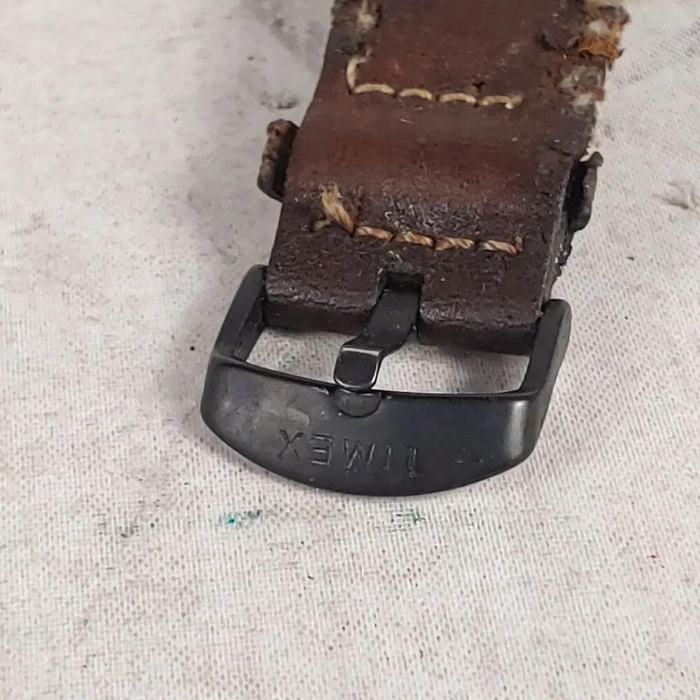 TIMEX Black Wristwatch TW4B11300 - INDIGLO Watch Face Glow Brown Strap - WORKING